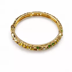 Bracelet jonc doré en émail fleuri avec strass