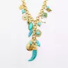 Collier Bohème Charms Turquoise Acier Inoxydable Doré