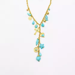 Collier Bohème Charms Turquoise en Acier – Croix & Cœur