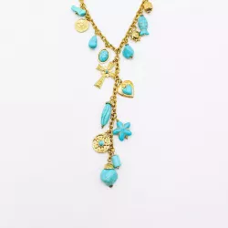 Collier Bohème Charms Turquoise en Acier – Croix & Cœur