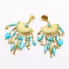 Boucles d'Oreilles Bohème Marine Turquoise Acier Inoxydable