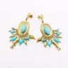 Boucles d'Oreilles Bohème Turquoise Acier Inoxydable Doré