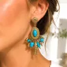 Boucles d'Oreilles Bohème Turquoise Acier Inoxydable Doré