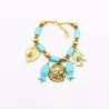 Bracelet Bohème Turquoise Acier Inoxydable Doré Charms