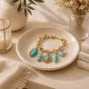 Bracelet Bohème Chic Turquoise Acier Inoxydable Doré