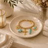 Bracelet Bohème Croix et Cœur Turquoise Acier Inoxydable
