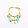 Bracelet Bohème Croix et Cœur Turquoise Acier Inoxydable