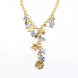 Collier Y doré acier inoxydable pampilles céramique