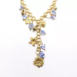 Collier Y doré acier inoxydable pampilles céramique