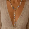 Collier Y acier inoxydable pampilles céramique dorée