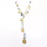Collier Y acier inoxydable pampilles céramique dorée