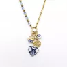 Collier asymétrique cœur céramique acier doré chic