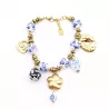 Bracelet breloques acier doré et céramique bleue
