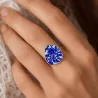 Bague ajustable acier doré motif céramique bleue