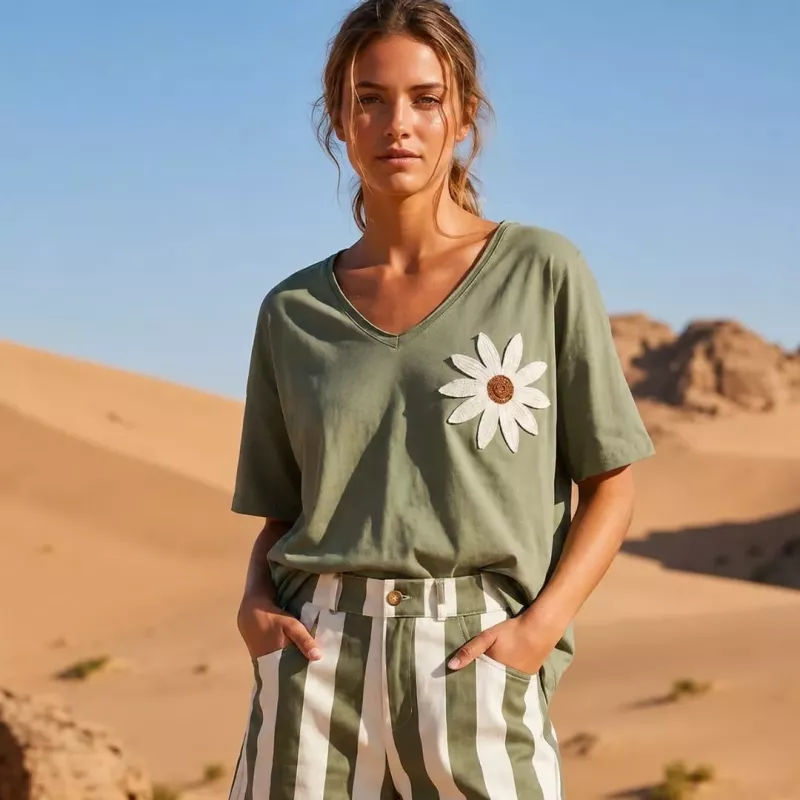 T-shirt Femme Fleur Bohème