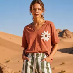T-shirt Femme Fleur Bohème