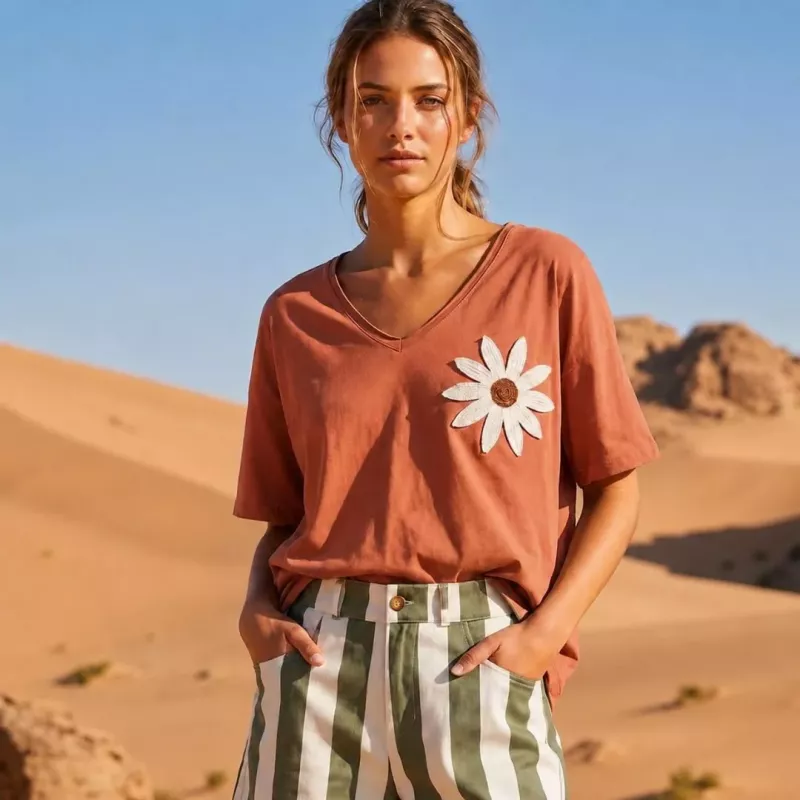 T-shirt Femme Fleur Bohème
