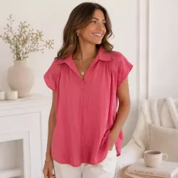 Blouse femme broderie anglaise – 100% Coton