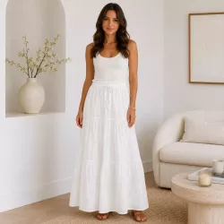 Jupe longue broderie anglaise - 100% coton