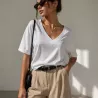 T-shirt Femme Oversize Col V – Taille Unique