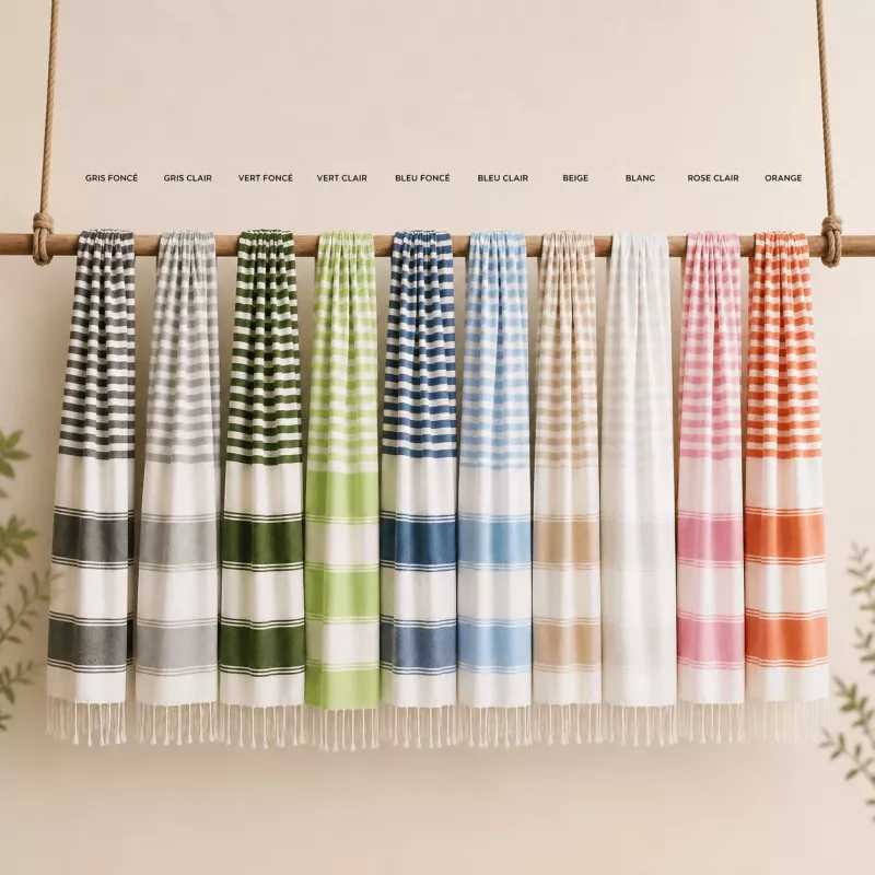 Pack 10 Foutas Rayées 180x90 cm | 80% Coton 20% Polyester
