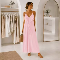 Robe longue fluide à volants taille unique