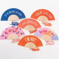 Pack de 18 éventails colorés avec messages fun – cadeau original