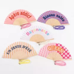 Pack de 18 éventails colorés avec messages fun – cadeau original