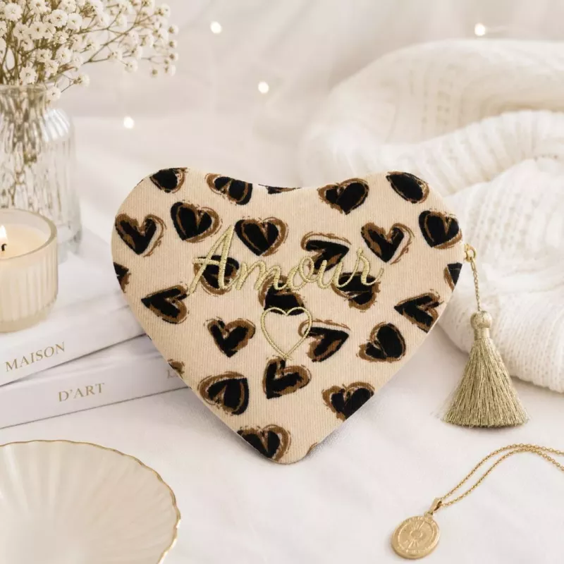 Pochette cœur message Amour doré