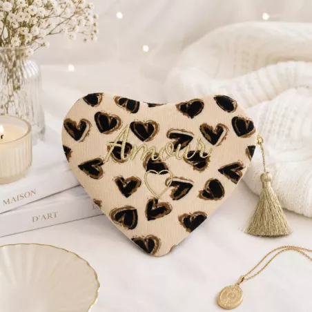Pochette cœur message Amour doré