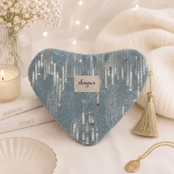 Pochette Cœur effet sequin Amour