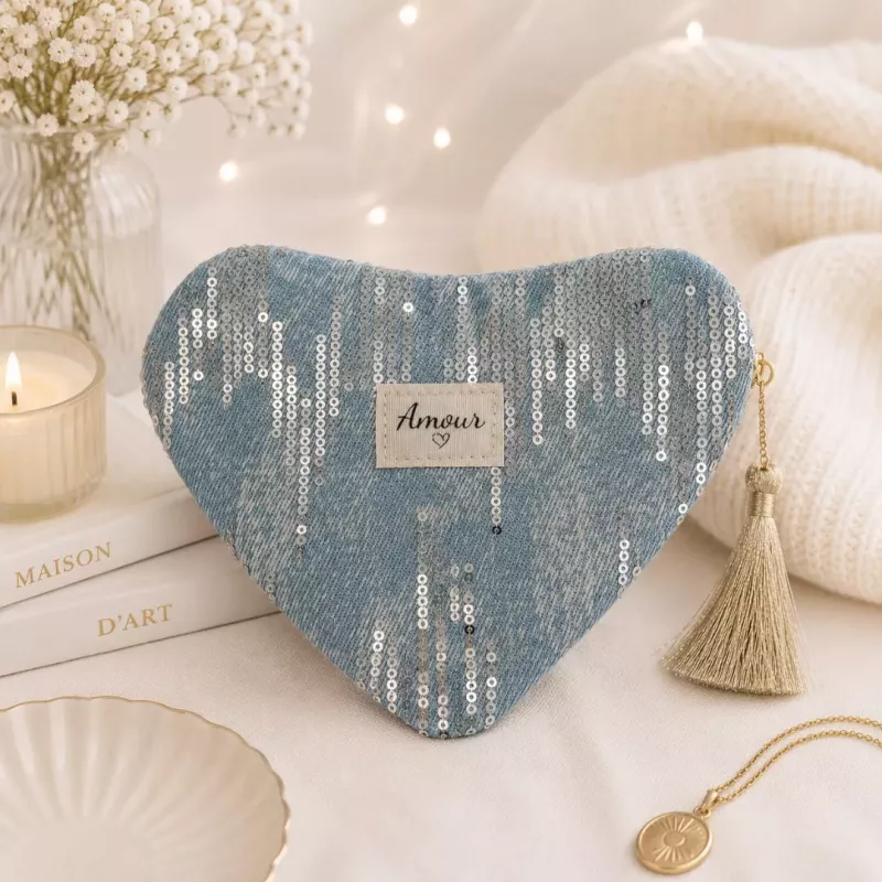 Pochette Cœur effet sequin Amour