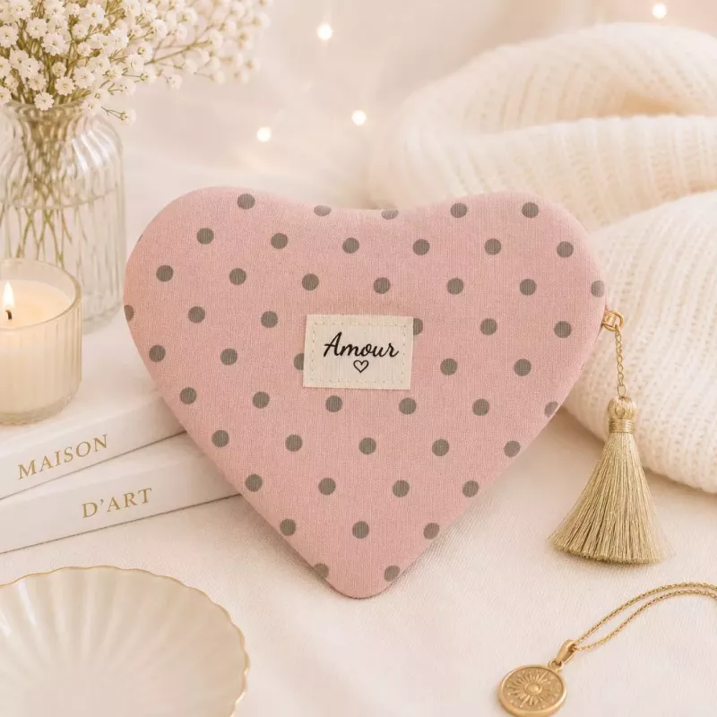 Pochette Cœur à Pois Roses message Amour