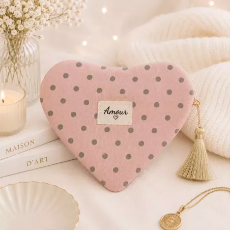 Pochette Cœur à Pois Roses message Amour