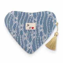 Pochette Cœur Je T’aime Dentelle Bleue