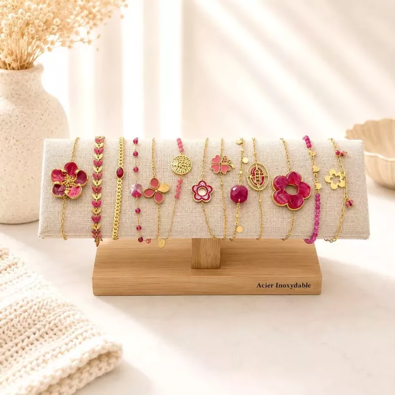 Pack de 12 bracelets acier - fuchsia