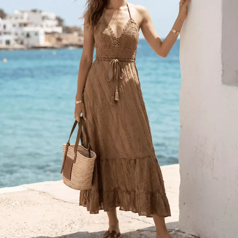 Robe Longue Bohème en Coton - Taille unique