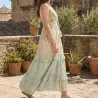 Robe longue bohème en coton – Lurex, perles & paillettes