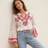 Blouse Bohème Dentelle Brodée – 100% Coton