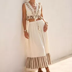 Ensemble bohème en coton – Top & jupe longue | Fabrication indienne