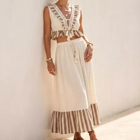 Ensemble bohème en coton – Top & jupe longue | Fabrication indienne