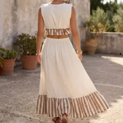 Ensemble bohème en coton – Top & jupe longue | Fabrication indienne