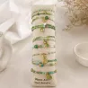 Pack de 12 bracelets cristal de verre et acier - vert