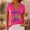Tee-shirt femme Amalfi Coast col V en coton