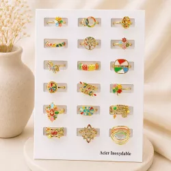 Pack 18 bagues acier inoxydable - MULTI