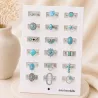 Pack 18 bagues acier inoxydable - argenté bleu