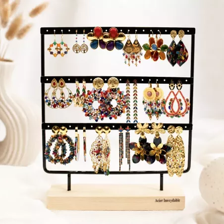 Pack de 18 boucles d'oreilles acier - MULTI