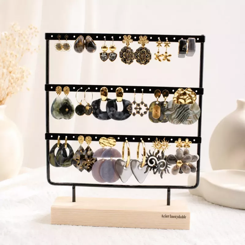 copy of Pack de 18 boucles d'oreilles acier - noir