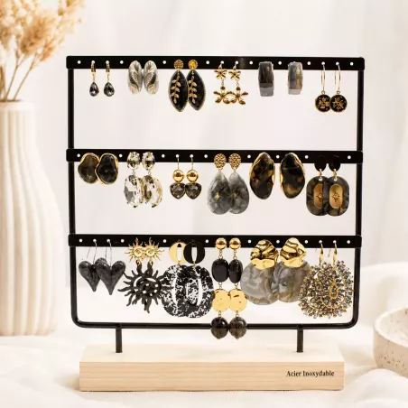 Pack de 18 boucles d'oreilles acier - GRIS