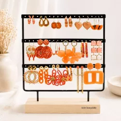 Pack de 18 boucles d'oreilles acier - ORANGE